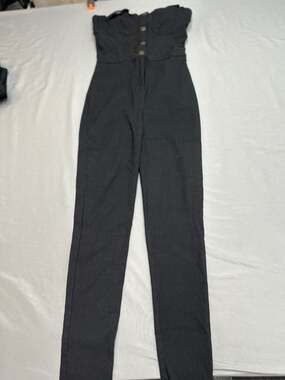 Haute Monde Black Strapless Denim Jumpsuit
